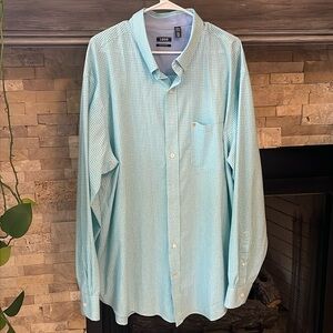 Beautiful teal and white long sleeve men’s dress shirt
